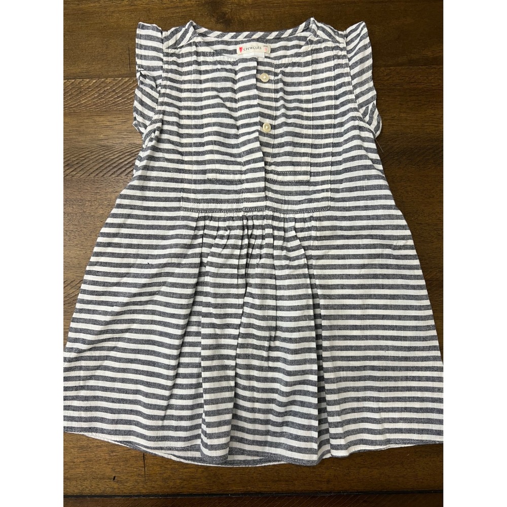 Crewcuts Girls Striped Button Dress - Size 3 - Casual Summer Outfit